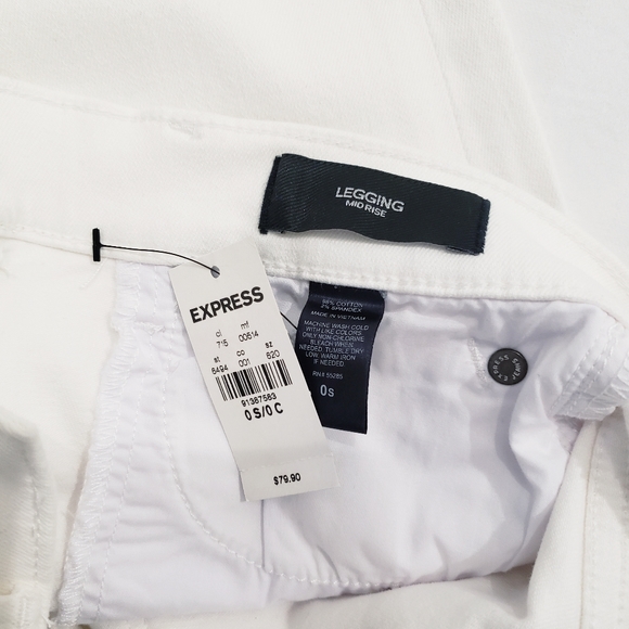 Express Mid Rise White Jeans - Picture 4 of 4